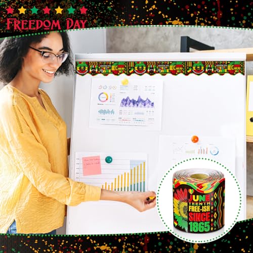 Outus 68 Ft Juneteenth Bulletin Board Border Decorations Happy Juneteenth Freedom Day Classroom Bulletin Board Trim Black June 19th Border for Classroom School African Afro American Festival Supplies - size: 2.99 Inches, style: Freedom