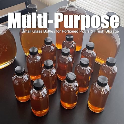 JohnBee 12-Pack 2 oz (60ml) Small Glass Boston Round Bottles with Lids - size: 12Pack