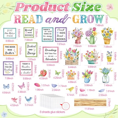 Qilery Read and Grow Spring Bulletin Board Set Classroom Decorations - style: Spring Read and Grow