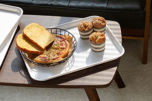 Aebeky Plastic Cafeteria Trays,Fast Food Serving Trays,13"X17",Set of 6(White) - color: White