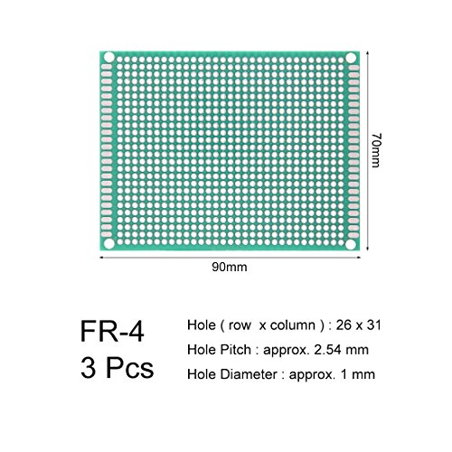 uxcell 3pcs 7x9cm Double Sided PCB Board Universal Printed Circuit Proto Board for DIY Soldering Electronic Projects Practice Test Circuit - size: 7x9cm