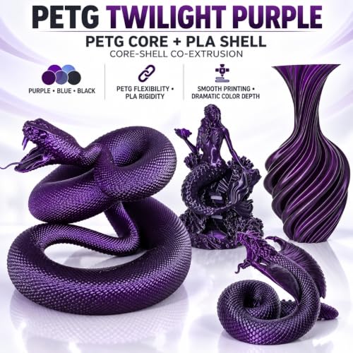 PETG 3D Printer Filament, Twilight Purple, Blue Black, 1kg Spool - color: Petg Twilight Purple