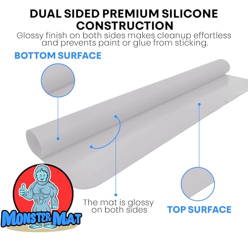 Extra Large Silicone Craft Mat 48x24 Inch โ Heat Resistant Table Protector, Non-Slip Surface for Painting, DIY, Clay, Bakin, Easy Clean, Rolls Up โ Use as Floor or Cutting Mat by MonsterMat
