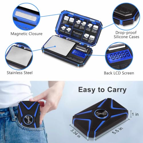 Fuzion Digital Pocket Gram Scale 200g x 0.01g with 50g Calibration Weight - color: Blue