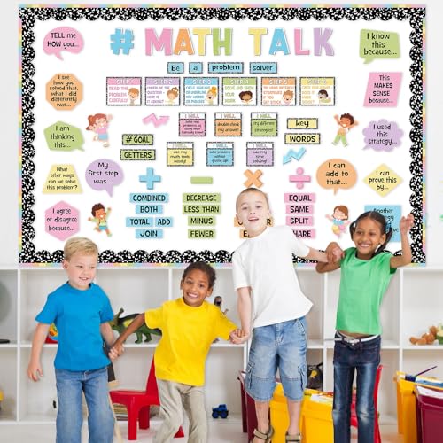 Pajean 85 Pcs Math Bulletin Board Set Composition Math Posters Decor - style: Vivid