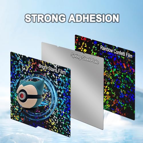264X276mm PEF+PEY Holographic Build Plate for Kobra 4/Kobra S1/Kobra X, Rainbow Confetti PEF+Galaxy PEY Platform Spring Steel Flexible Platform Heated Bed - size: 264x276mm