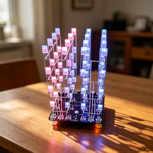 Soldering Practice Kit 4x4x4 LED Color Light Cube Kit Electronics Kit LED DIY Kit Soldering Project Kit Solder Practice