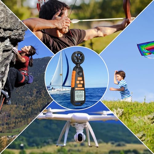 Neoteck Anemometer Wind Meter Tests Wind Speed and Airflow with 6 Velocity Measuring Units Backlight CFM Meter Measure Humidity and Temperature for HVAC Shooting Drone Driving Sailing Home Vent
