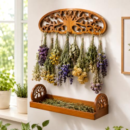 Herb Drying Rack Hanging, 2-in-1 Drying Station with Fine Mesh Tray, - color: Herb Drying Rack-mesh Tray