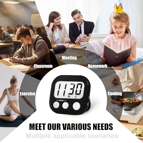 AOUCE Digital Kitchen Timers for Cooking, Timer for Kids 2 Pack Black - color: Black