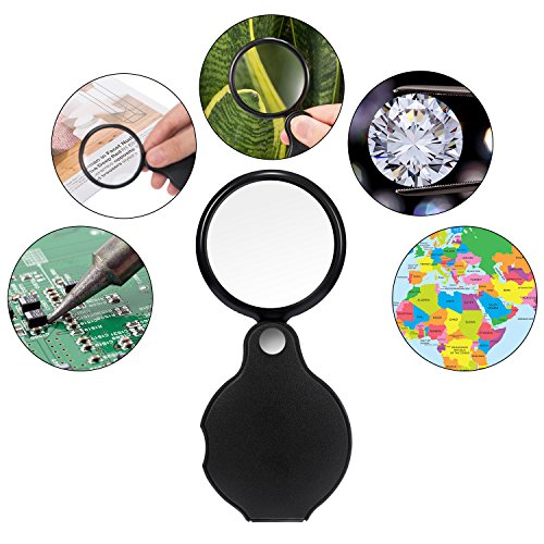 HESTYA 4 Pcs 10x Mini Magnifying Glass Folding Pocket Magnifier Glass Loupe