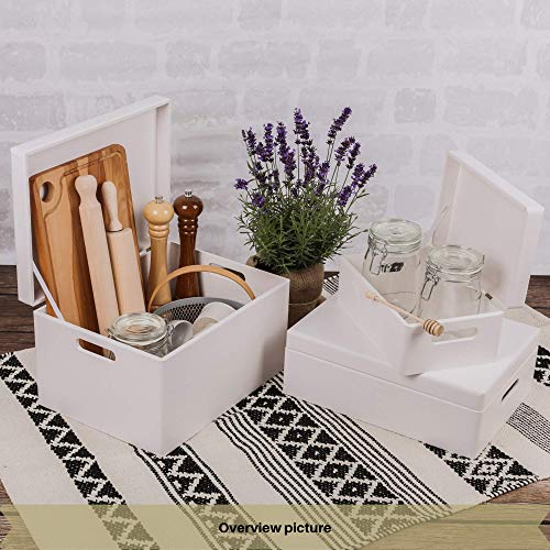 Creative Deco Large White Wooden Box Storage with Hinged Lid - color: White, size: XXL | Handles