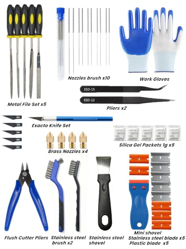 147PCS 3D Printer Tools Kits 3D Printer Accessory Tool Bag Wide Mouth Open