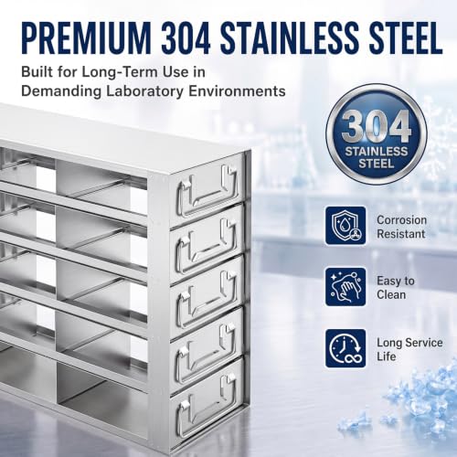 Hicarer 1 Pack 304 Stainless Steel Freezer Rack for 3x4 Inch Boxes, 5-Tier - size: 5 Tier
