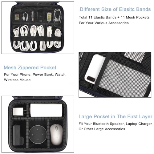 MATEIN Cord Organizer Case with Adjustable Divider, DJ Cable File Bag - color: Blue, size: Medium