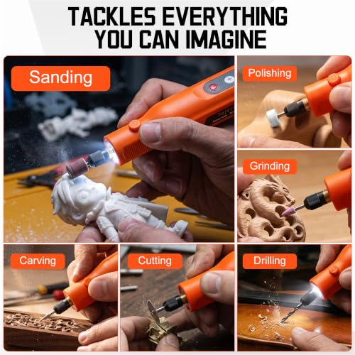 Cordless Rotary Tool Kit 113 Pcs, 5-Speed for 3D Printer Sanding