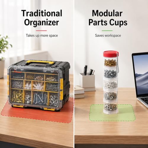 Tool Box Organizer, Screw Organizer, 12-Cup Stackable Parts Storage