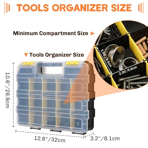 Small Parts Organizer Storage Case Tools Box 34-Compartments - color: Yellow