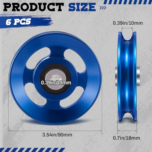 Soulchen 2-14 Pcs Aluminum Cable Pulley Wheel 90/95mm - color: Blue, size: 90 mm