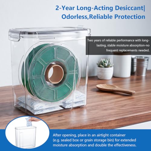 4-Pack Filament Storage Box with Digital Hygrometer, Airtight Dustproof 3D Filament Dry Box for 1kg 1.75mm PLA ABS PETG TPU, Includes Tags & Desiccant,White Pen
