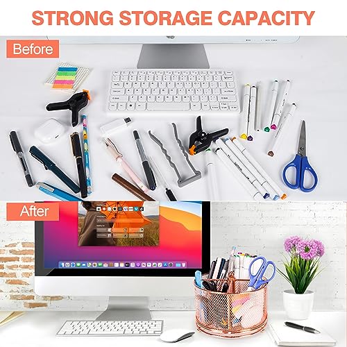 360° Rotating Multifunctional Pen Holder, Cosmetic Organizer - color: Rose Gold