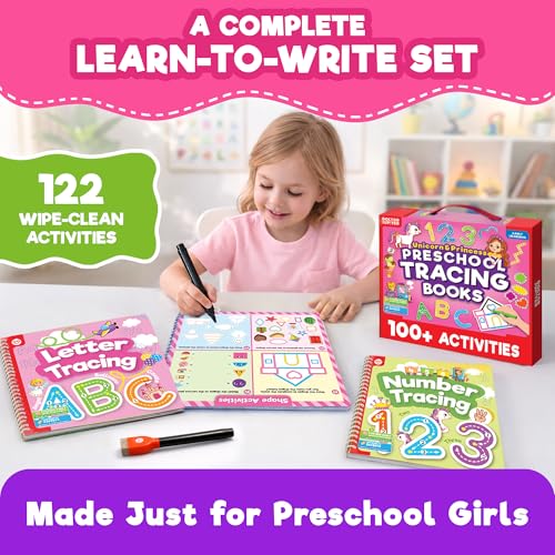 Doctor Jupiter Preschool Tracing Books for Kids Ages 3-5 - style: Preschool Tracing - Unicorn & Princess: 3+