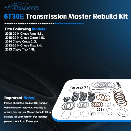 Kessocco 1set 6T30 6T30E Automotive Transmission Master Rebuild Kit Overhaul Replacement for Chevy Aveo Cruze Trax 2009-2014
