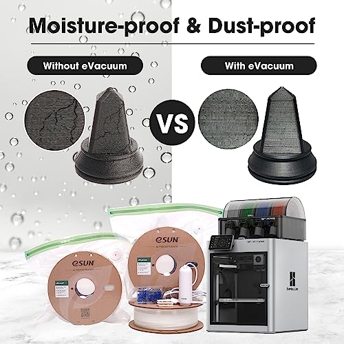 eSUN 3D Printing Filament Electronic Vacuum Storage Kit Pro 2, Spool Storage Sealing Bags Dust Proof Humidity Resistant for Keeping Filament Dry, 10 Vaccum Bags/Kit - color: Electric Vaccum Storage Kit 2