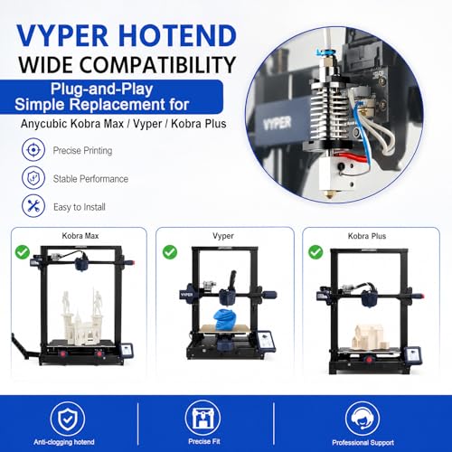 for ANYCUBIC Vyper/Kobra Hotend w/Thermistor and Heatblock by 5Aplusreprap - size: Set B