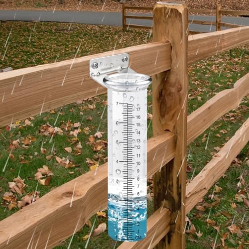 7" Capacity Rain Gauge Outdoor with Stainless Steel Mounting Rack Holder, Wall Mount Hanging Rain Measure Gauge for Yard,Post Mount Rain Gauge Large Rain Gauge Outdoor for Home Yard Garden