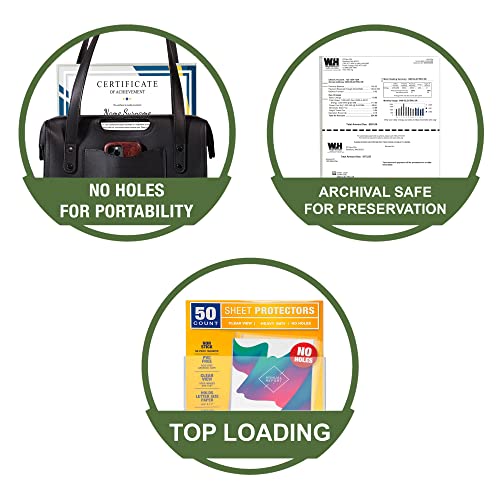 Samsill No Hole Sheet Protectors, 100 Pack, 8.5 x 11 Inch Page Protector, Heavy Duty, No Hole Document Sleeve, Letter Size, Top Loading, Acid Free - size: 100 Pack