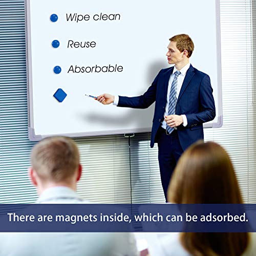 Favourde 48 Pack Magnetic Whiteboard Dry Erase Erasers for Classroom School - color: Blue