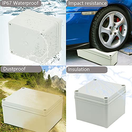 Zulkit Junction Box ABS Plastic Dustproof Waterproof IP67 Junction Boxes Universal Electrical Project Enclosure DIY Electronic Project Box Grey 4.33 x 3.15 x 3.35 inch (110 x 80 x 85 mm) - size: 4.33" x 3.15" x 3.35"