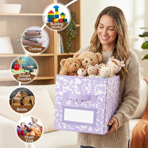 LemonRoad 6 Fabric Cube Storage Bin 11'' Classroom Bin, Macaron, Label - color: Macaron Color, style: Label