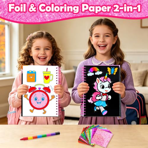 FUNNYB&G Foil Art Craft Kit for Kids, Sparkly Birthday Gift Toy for Girls - style: Back to School