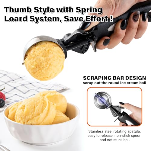 3.5 Tbsp Cookie Scoop, Ice Cream Scoop with Thumb Trigger, Cookie Dough Melon Baller Scoop 55 mm, Comfortable Grip, Non-Slip, 50 ml - size: 3.5 tbsp (55 mm)