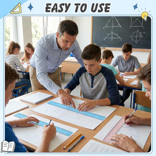60 Pcs 12 Inch Bulk Plastic Clear Rulers, School Supplies, Rainbow - color: Rainbow