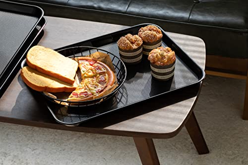 Aebeky Plastic Cafeteria Trays,Fast Food Serving Trays,13"X17",Set of 6 (Black) - color: Black