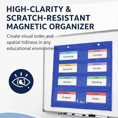 Pocket Chart,Mini Double Sided Pocket Charts for Teachers - color: Blue