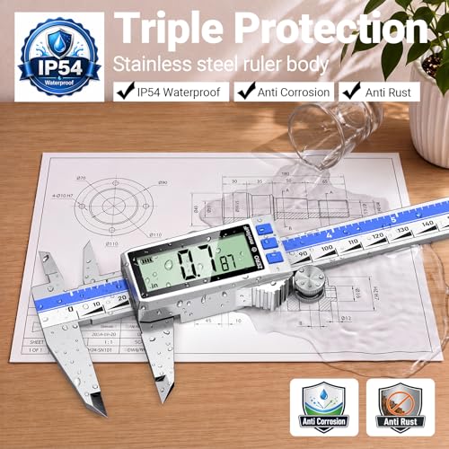 Preciva Digital Caliper 8 Inch, Rechargeable Stainless Steel - size: 8 Inch