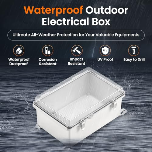QILIPSU Outdoor Electrical Box Waterproof Junction Box 11.2"x7.7"x5.1" - color: Clear, size: 11.2"x7.7"x5.1"