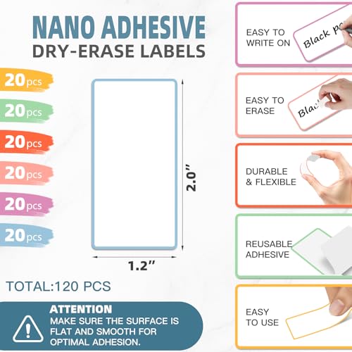 PPB Dry Erase Labels Sticky Notes for Containers, Reusable Waterproof Removable Stickers for Storage Bins, Freezer, Kitchen, Classroom, Whiteboard, All Purpose Use (1.2”x 2”, Multicolor, 120 Dots) - color: Multicolor, size: 1.2" x 2" (120 labels)