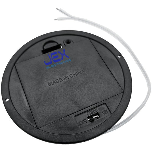 Three/3X AA Round Panel Mount Recessed Battery Holder Case Box 2.4V/3V with Repeating 8 Hour Timer Power Switch & Bare Wire Ends