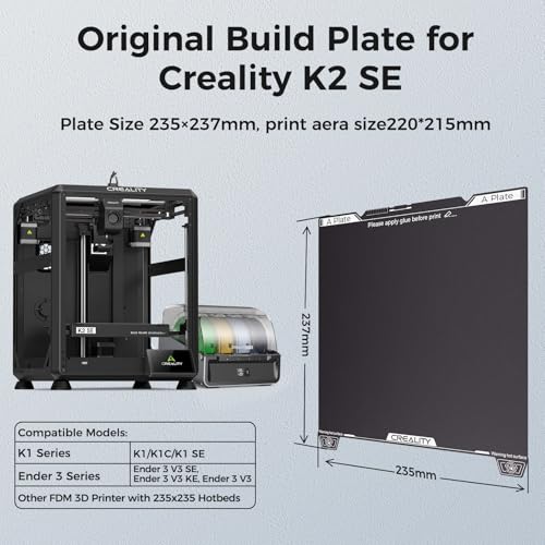 Creality K2 SE Build Plate Original 235x237mm Epoxy Resin Coating Spring Steel Magnetic Bed Plate Creality K2 SE 3D Printer PEI Sheet - style: K2 SE Epoxy