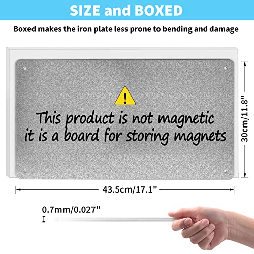 17.7" x 11.8" Metal Magnetic Board - Magnet Bulletin Board to Display Magnetic Letters Numbers Animal, Poetry, Spice Jars, Notes, Photos, Suitable for Wall, Refrigerator, Cubicle, Cabinet - color: Metallic, size: 1 Pack(17.7 × 11.8 inches)