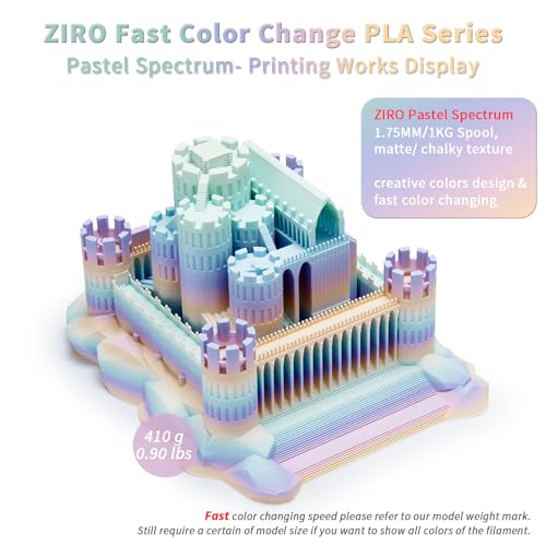 ZIRO 3D Printer Filament PLA, Fast Color Change Matte, 1KG Pastel Spectrum - color: Pastel Spectrum(matte)