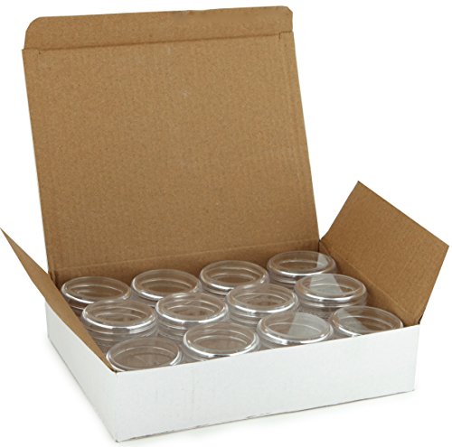 Vivaplex Clear 1 oz Plastic Pot Jars Cosmetic Containers With Lids - 12 pk