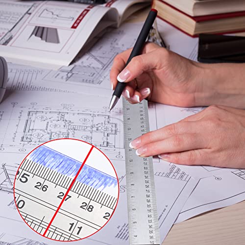 Metal Ruler 12 Inch, Non-Slip Cork Backing, Ink Bleed-Resistant Edge, 2 Pcs - style: 12" 2 PCS