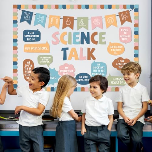 Boho Science Bulletin Board Set Boho Classroom Decorations Science Talk Bulletin Board Decorations Educational Paper Cutouts for Elementary Middle School Wall Decor Back to School Teacher Supplies - style: Boho