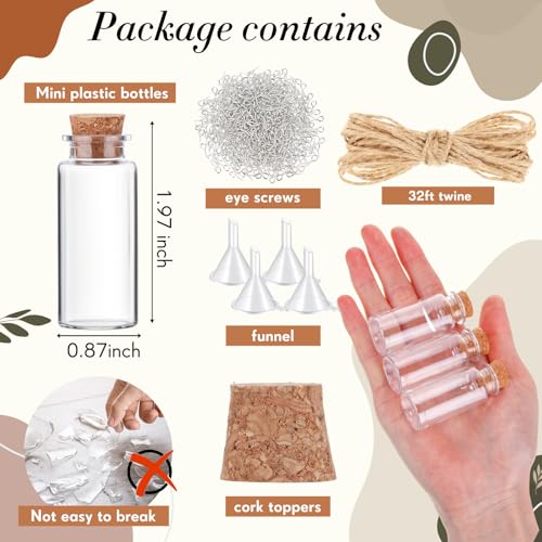 Bokon 100 Packs 15ml Mini Plastic Bottles with Corks Eye Screws Funnels - size: 15ml